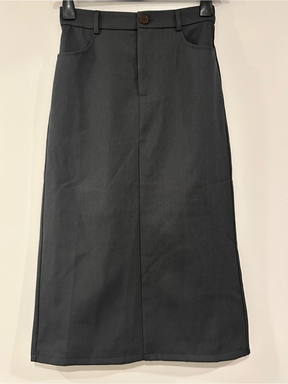 Dark Gray Midi Suit Skirt